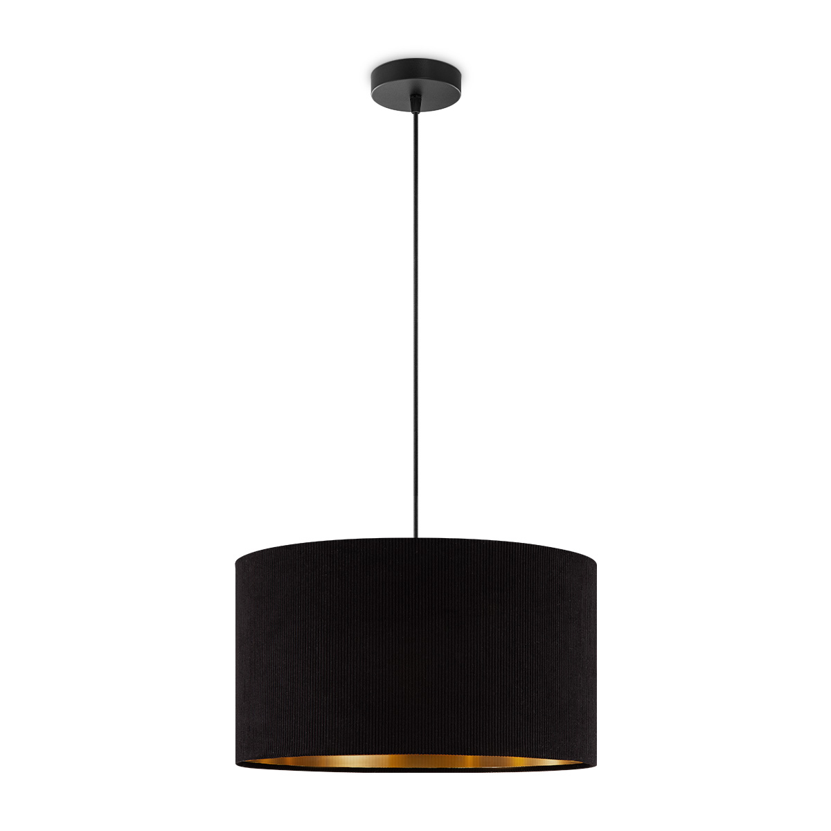 Scandinavische stijl Hanglamp - Corduroy Lampenkap - Cilinder - Black - ø40 x 126 cm - E27 Fitting - Geschikt voor Woonkamers en slaapkamers - Inclusief 1 meter kabel